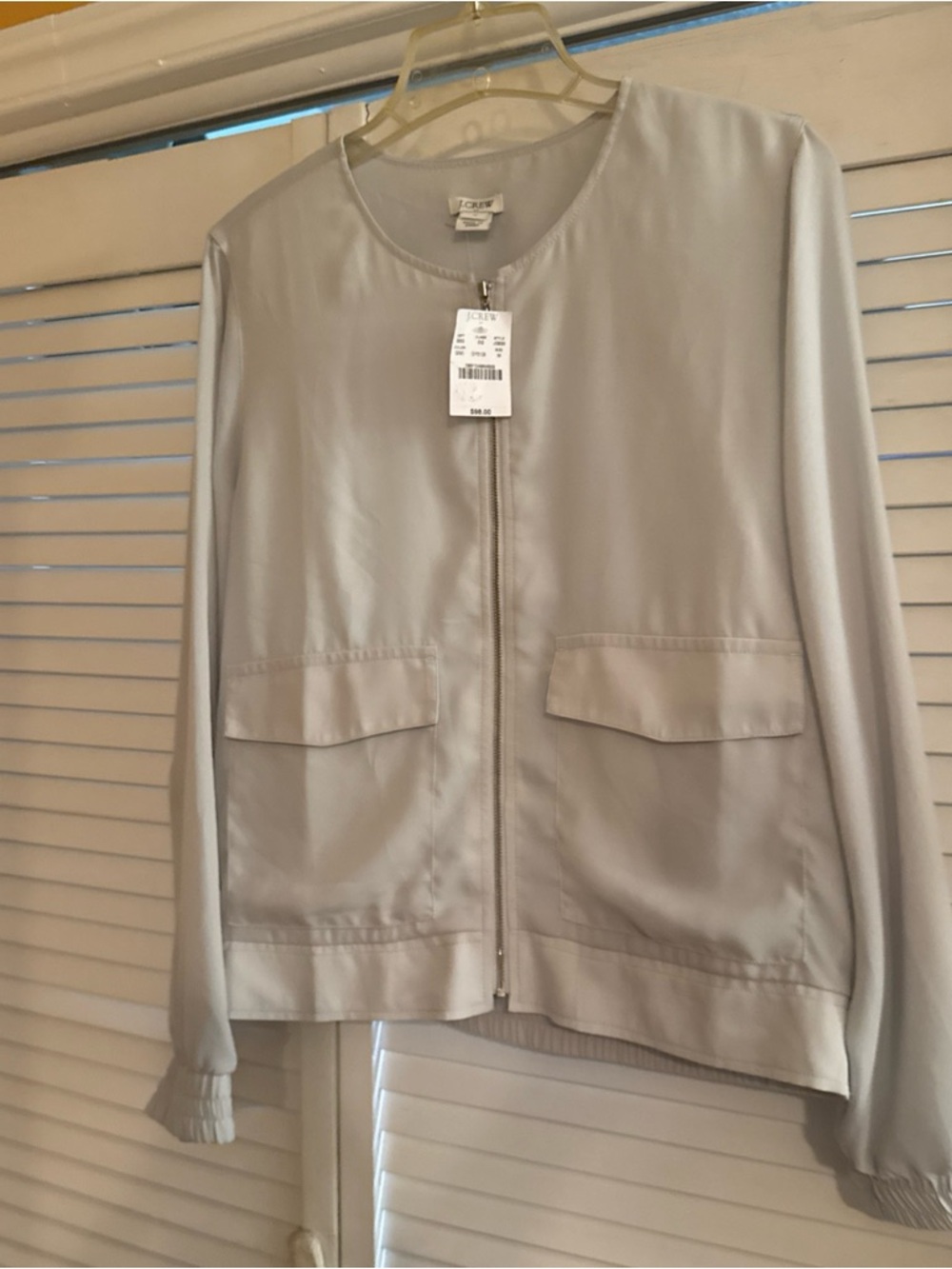 J. Crew Light Gray Zip-Front Bomber Jacket